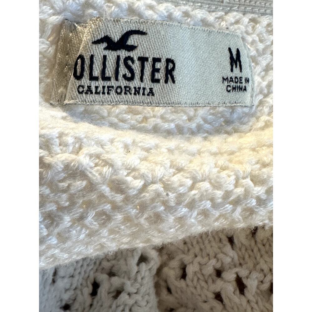 Hollister Co. White 100% Cotton Crochet Halter Crop Tank Top Size M - Picture 4 of 6